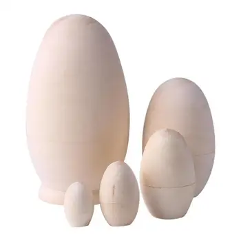 

5pcs Russian Matryoshka Doll DIY Wooden Nesting Dolls Toys for Children Kids Easter Egg Shape Hand Paint Toys Home Decor Gift