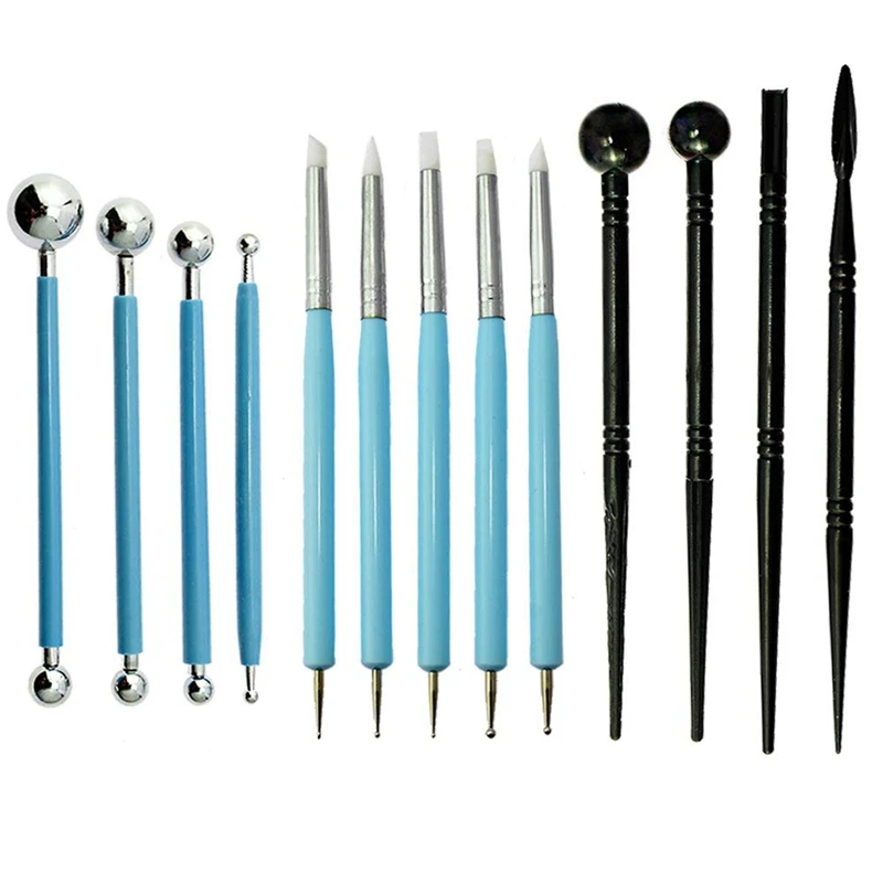 

13pcs Polymer Modeling Clay Sculpting Tools, Dotting Pen, Silicone Tips, Ball Stylus, Pottery Ceramic Clay Indentation Tools S