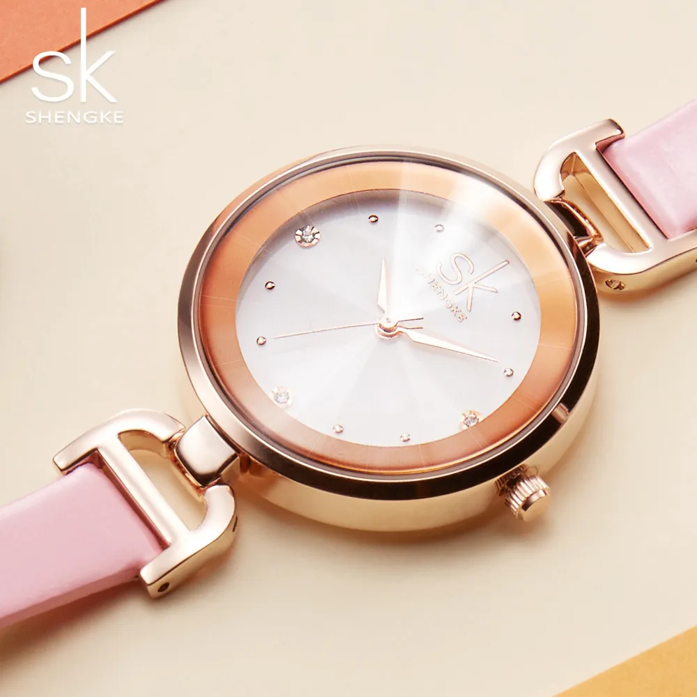 

Shengke SK Top Brand Luxury Leather Diamond Quartz Women Watches Ladies Dress Wrist Watches Female Watches 2018 relogio feminino
