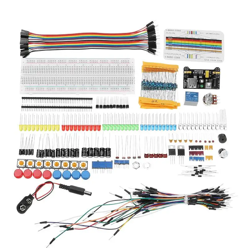 

Electronic Components Junior Starter Kits With Resistor Breadboard Power Supply Module For Arduino With Plastic Box Package