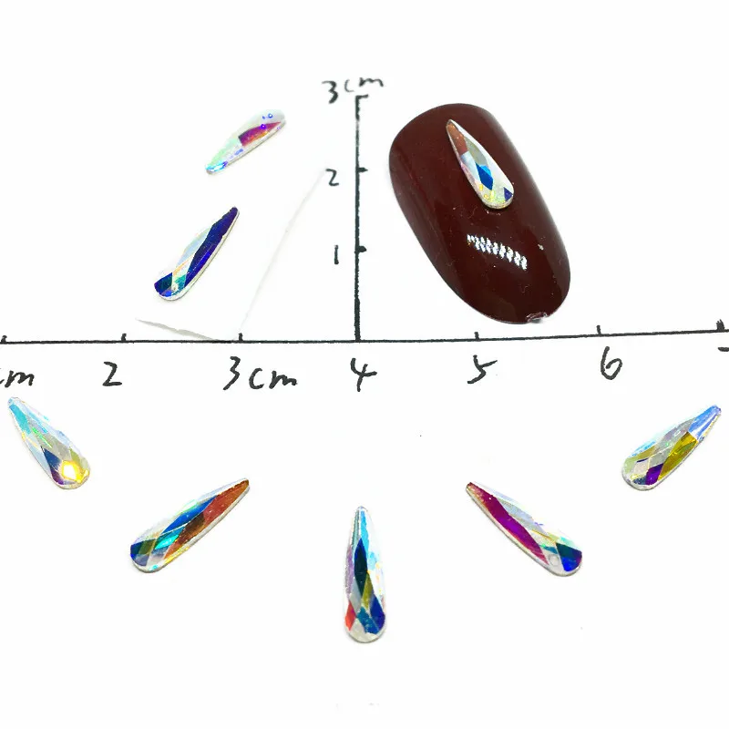 50 قطعة المسيل للدموع قطرة مسمار الفن الراين الماس نمط اكسسوارات 3d قوس قزح كريستال مجوهرات الأظافر سحر الديكورات هلام ستراس الأحجار الكريمة