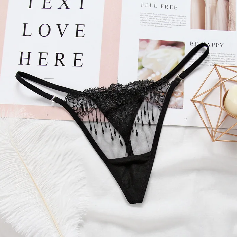 

Women's erotic thong Ms Transparent sexy panties Hollow within Temptation 2019 spring summer new products Embroidered underpantS