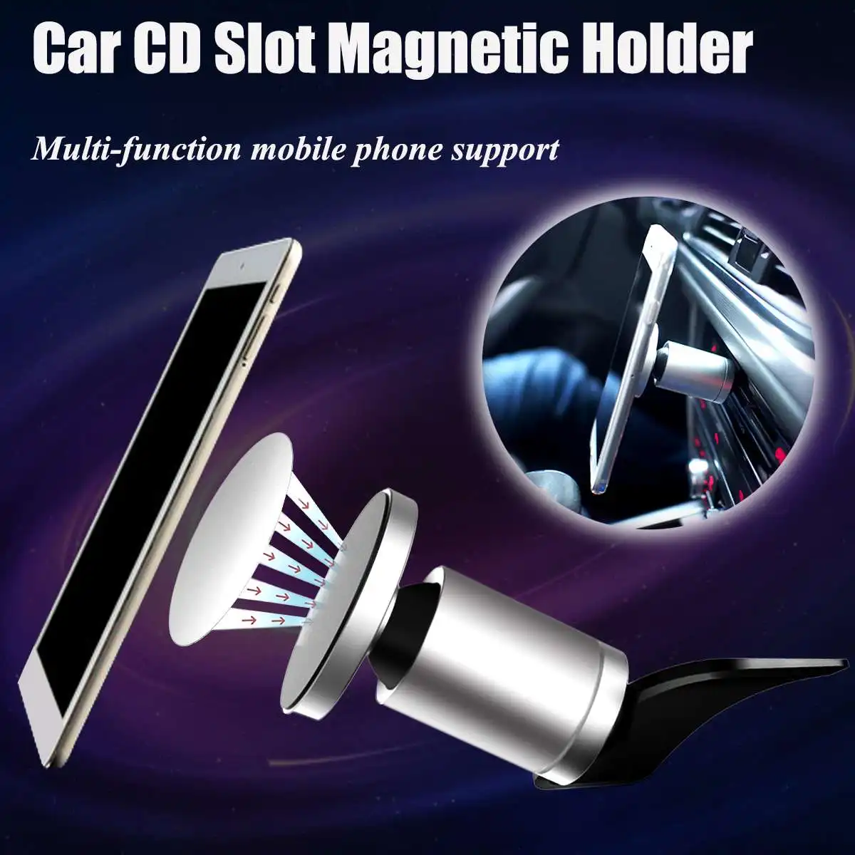 

Magnetic Car CD Slot Mount Holder Adjustable Portable Car Mobile Phone Holder Universal Memory Curved For iPhone X 8 XR XS MAX