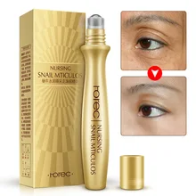 Rorec Snail Eye Serum Roller Lifting Anti Aging Moisturizing Anti Wrinkles Dark Circles Remover Eye Drops Snail Essence Eye Care