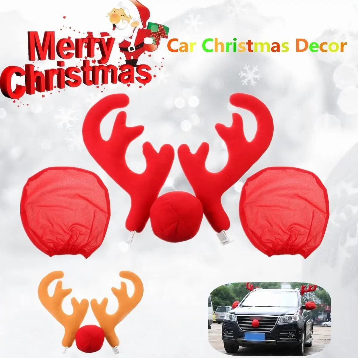 3PCS Christmas Car Costume Decoration Reindeer Deer Antlers Toys