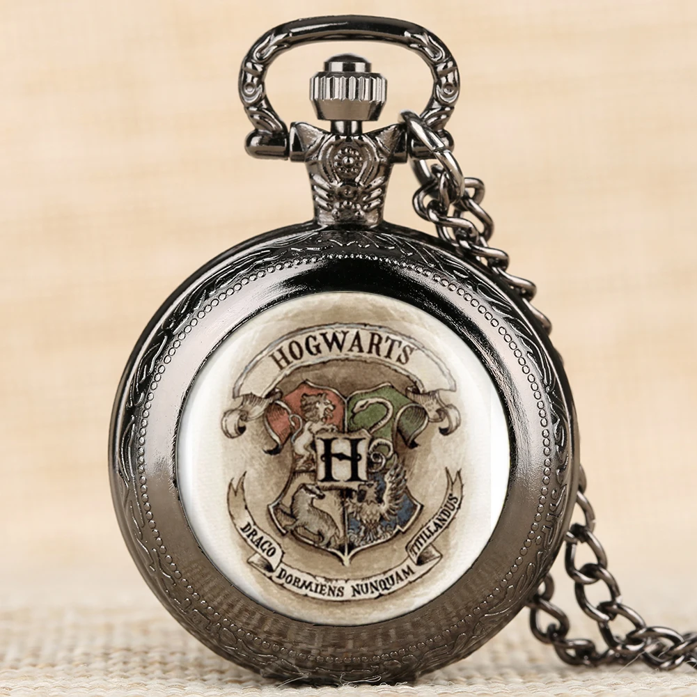 Ретро черный кварцевые карманные часы знак Паттер Серебряный карманные часы творческий цепочки и ожерелья цепи подвесные часы для обувь