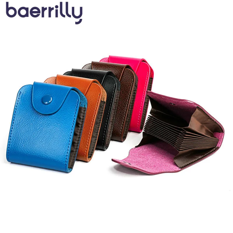 

Candy Color Genuine Leather Card Holder Women Rfid Aluminium Credit Card Holder Coin Purse Girls Clutch Bag Porte Monnaie Femme