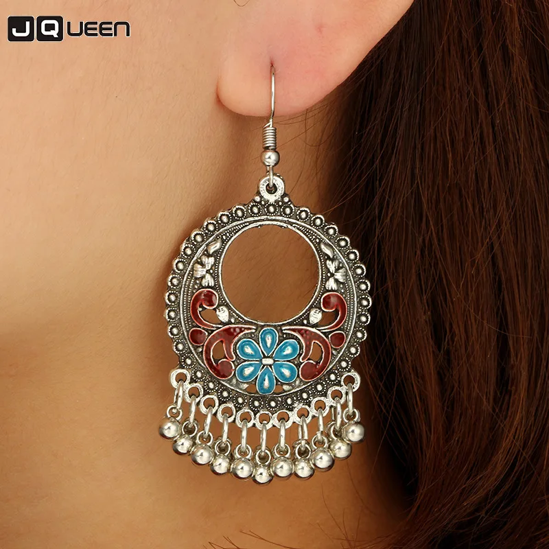 

Egypt Vintage Alloy Hollow Out Carved Flower Beads Tassel Statement Earrings for Women Turkish Tribal Gypsy Indian Jewelry Party