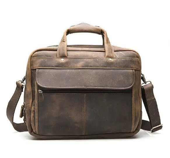 

Genuine Leather Cow Skin Men Large Briefcase Business Laptop Handbag High Quality