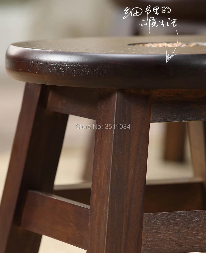 Японский античный деревянный круглый стул из цельного дерева маленькая Китайская традиционная мебель для гостиной портативный низкий стул-подставка дизайн