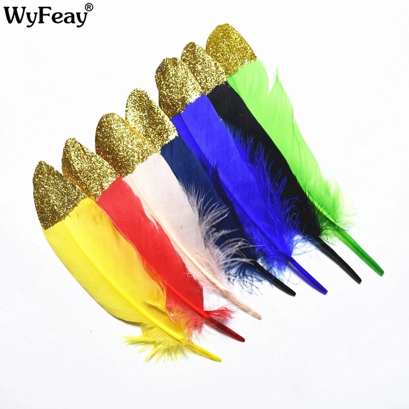 

10Pcs/Lot Spray Gold Silver Goose Feathers 15-20CM 6-8" Feathers for Crafts Pheasant Feathers jewelry making Wedding Decoration