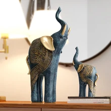 Набор статуэток в виде слона, украшение для дома и свадьбы, роскошный Античный Декор для дома, подарок на Рождество, статуя из смолы для дома, украшения
