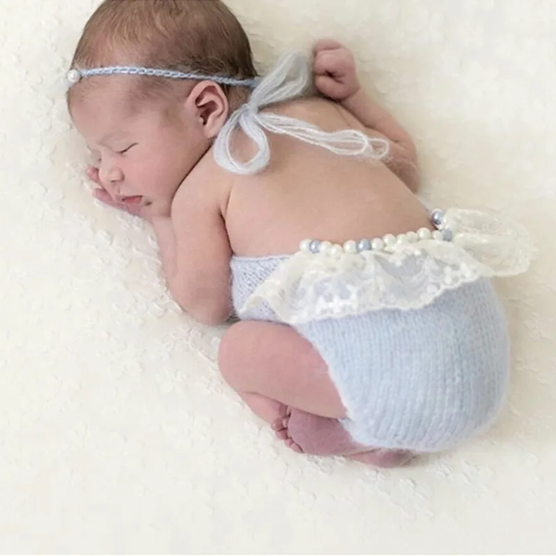 

Newborn Photography Props Mohair Baby Photography Clothing Baby Headband+jumpsuit Set Baby Girl Photo Props Babies Accessories