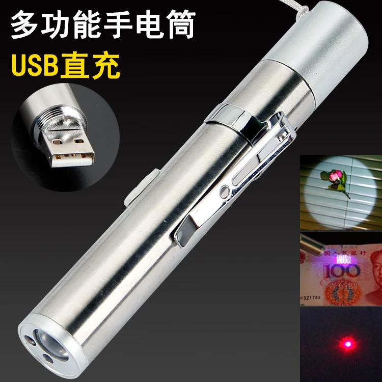 

DE.SOUL Usb Charge Flashlight More Function Stainless Steel Led Violet Checking Lamp Household Small Medical Mini- Flashlight