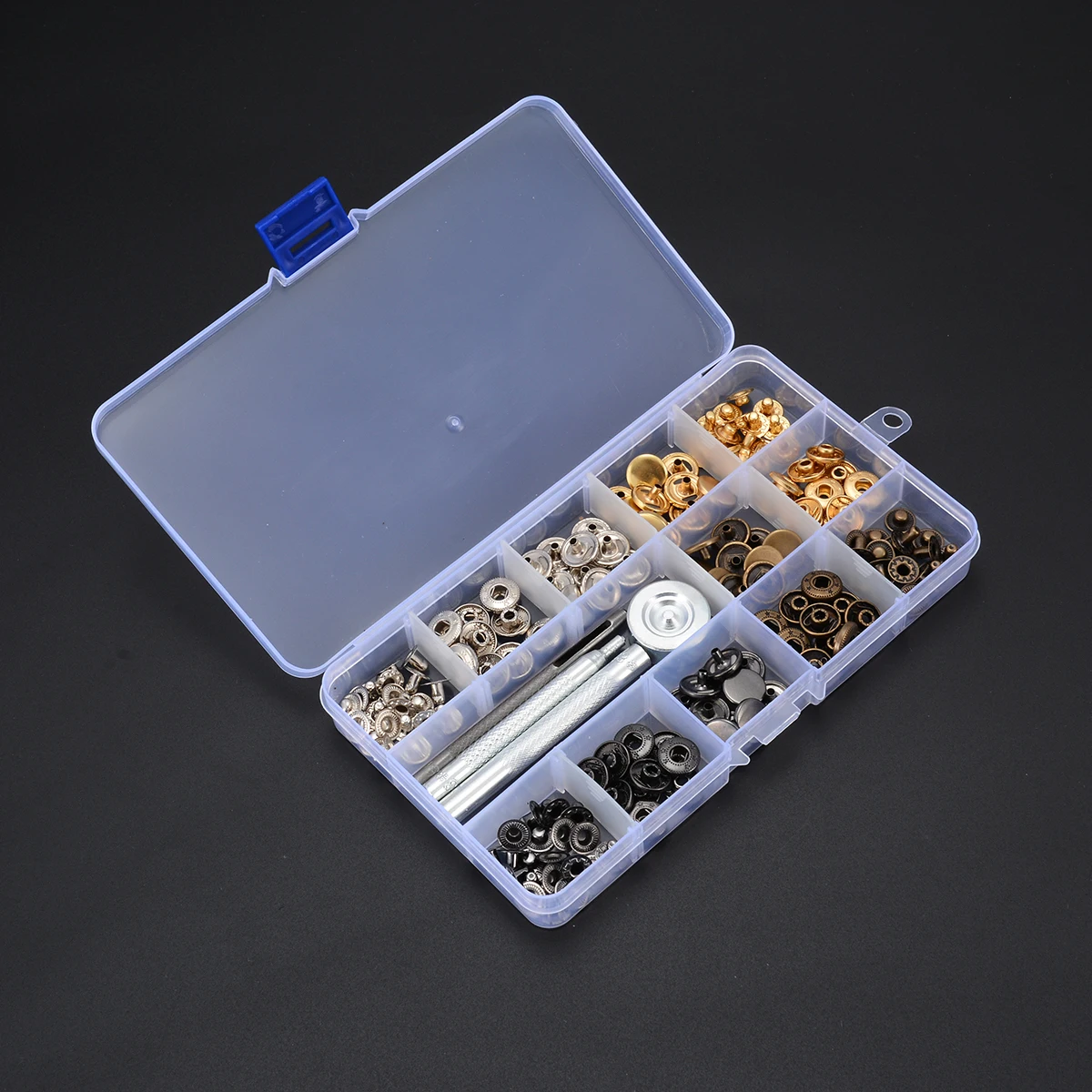 

40 Set Snap Fasteners Kit Snaps Buttons Press Studs Hollow Punch Fixing Tools With Storage Box For Leather Craft Accessories