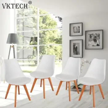 

4pcs Simple Solid Wood Foot Padded Chair Soft Cushion Plastic Living Room Home Chairs for Restaurant Living Room Lounge