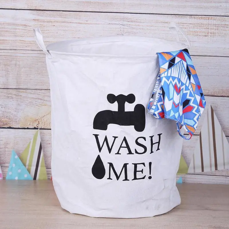 

Large Laundry Basket Canvas Letters Foldable Clothes Storage BasketDirty Clothing Bag Hamper Durable Kids Room Toys Organizer