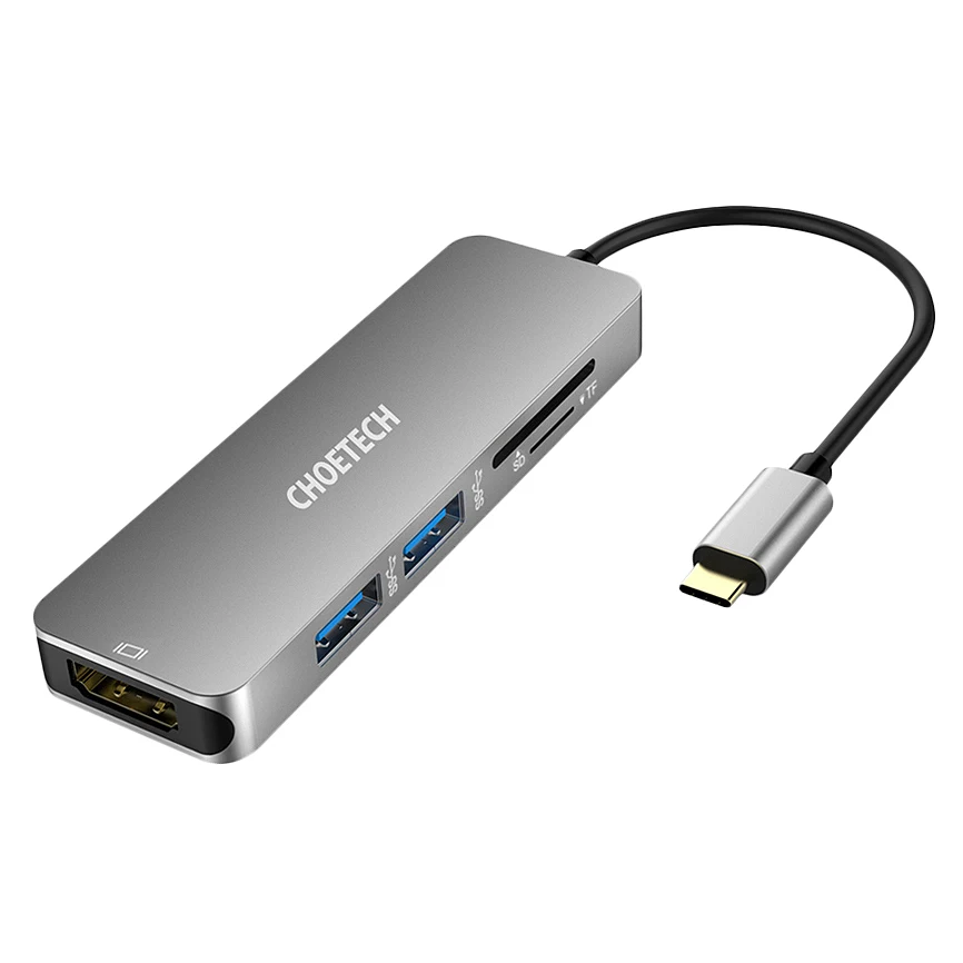 

Choetech Usb-C Hub Multiport Converter With 4K Hdmi 30Hz Video Output 2 Usb 3.0 Ports And Sd & Tf Card Reader For Macbook Pro