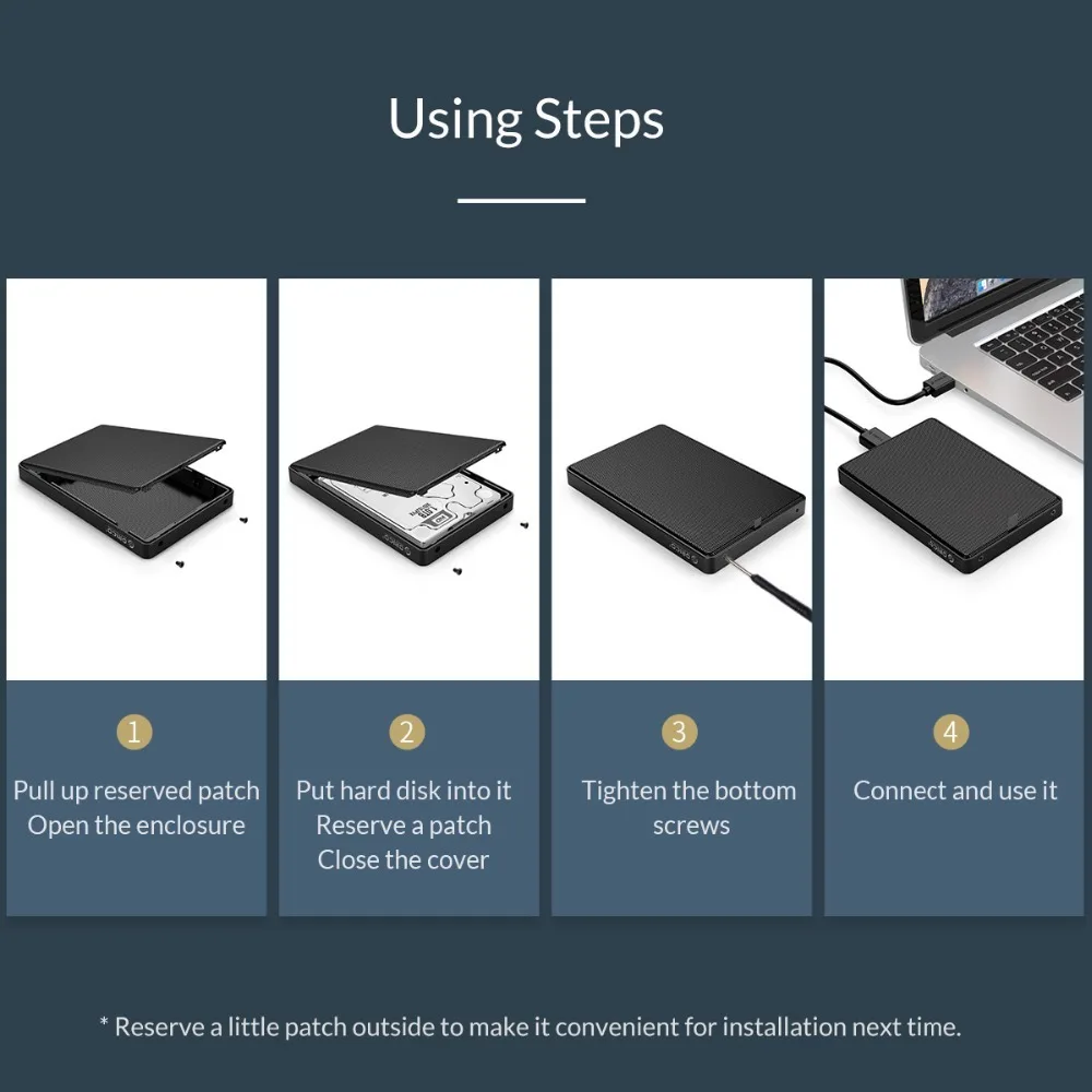 ORICO 2.5 inch HDD Case SATA to USB 3.0 HDD SSD Case for Samsung Seagate SSD 2TB 4TB Hard Disk Drive Box External HDD Enclosure