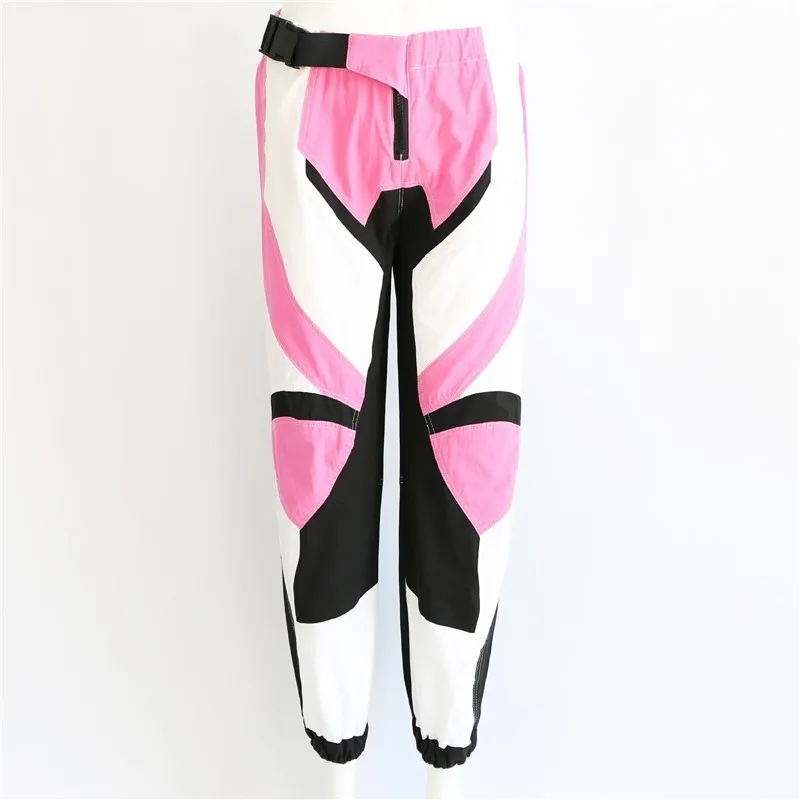 MEIYANGYOUNG Patchwork Cargo Pants Women High Waist Buckle Belt Women Pants Zipper Sweatpants Casual Trousers Pantalon Femme MEIYANGYOUNG Patchwork Cargo Pants Women High Waist Buckle Belt Women Pants Zipper Sweatpants Casual Trousers Pantalon Femme