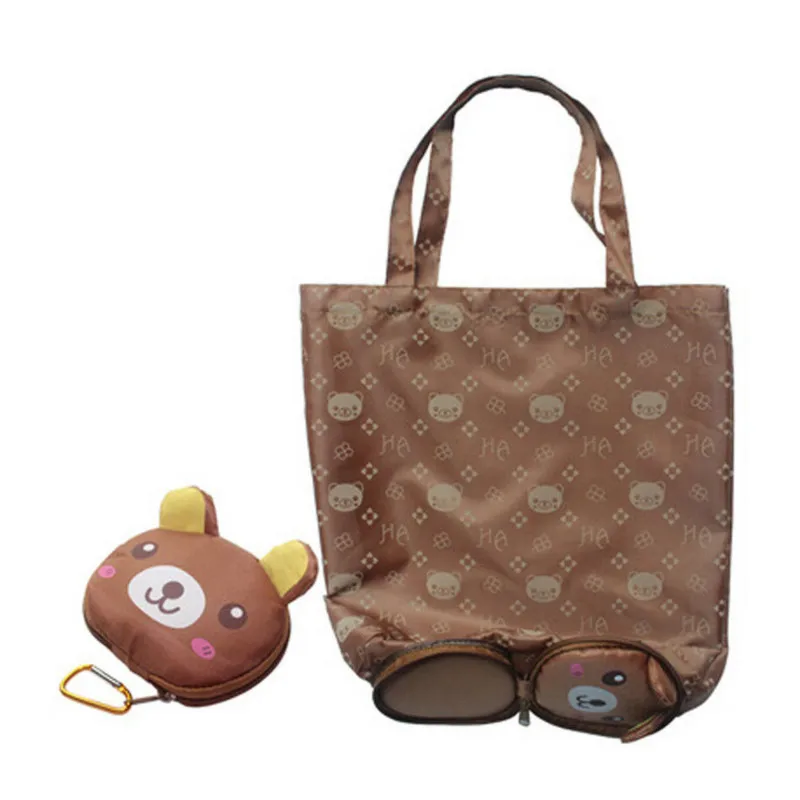 

2019 Cute Large Capacity Women Lady Foldable Recycle Bag Eco Reusable Shopping Bag Fruit Vegetable Grocery 2PCS Lovely Coin Bag