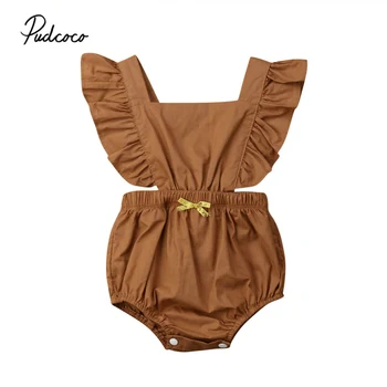 

pudcoco 2019 Summer Baby Girl Boy Unisex Clothes Bodysuit Newborn For Kids Costume Children Toddler Tiny Cottons Bow-knot Decor