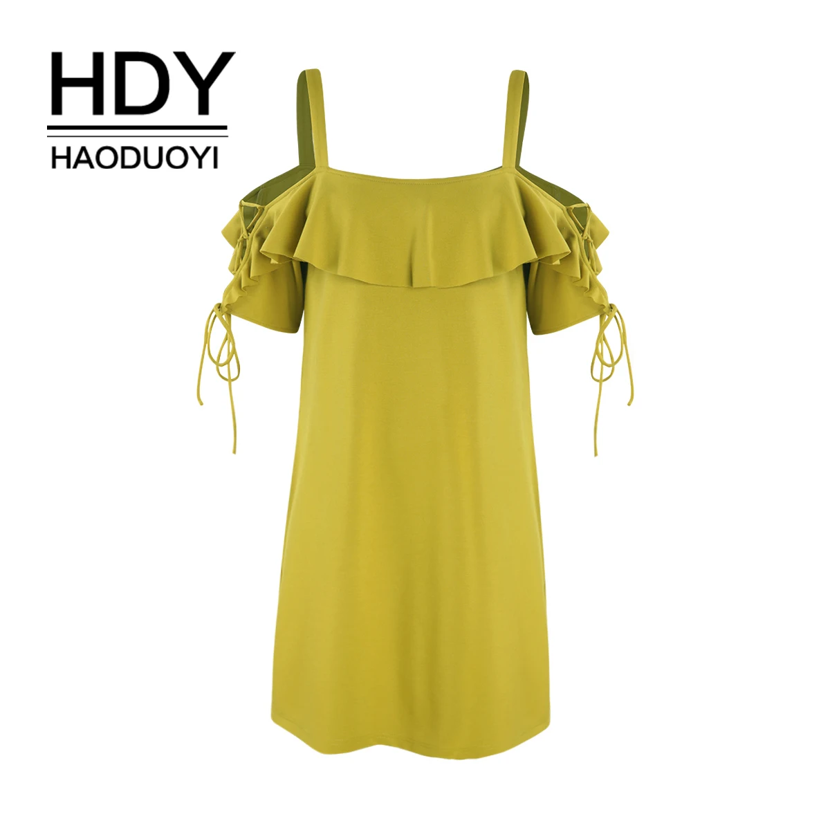 Женское Тканое платье HDY Haoduoyi Повседневное с манжетами на шнуровке сарафан