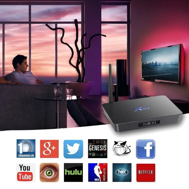 

X92 Smart TV Box Android 7.1 Amlogic S912 Octa-Core 2G+16G 2.4G/5.8G WIFI BT4.0 1080P 4K Remote Control Set-top Box Media Player