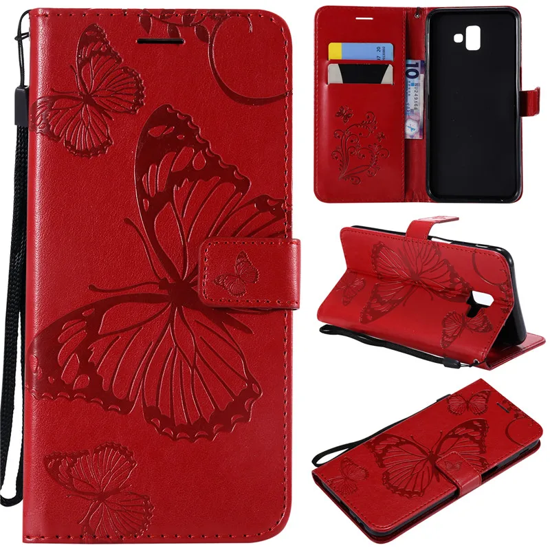 

3D Butterfly Magnetic Flip Case For Samsung Galaxy J6Plus 2018 J610F Case PU Leather Phone Bag Case For Samsung J6Plus Cover