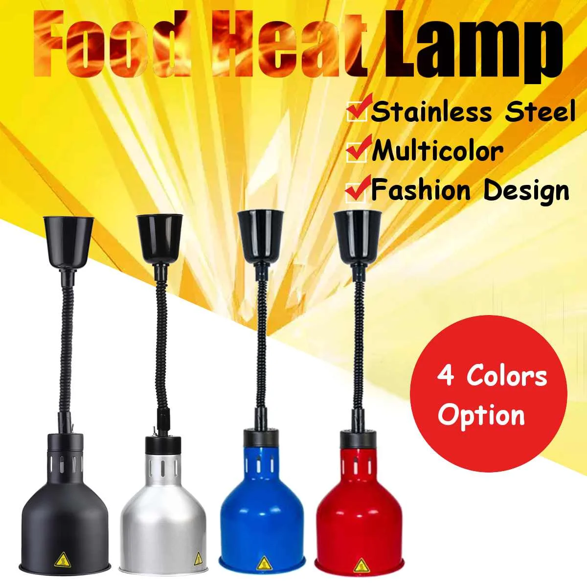 

250W Electric Heat Lamp Food Retractable Cord Ceiling Pendent Lightings Restaurant Kitchen Buffet Food Warming Hanging Lamps