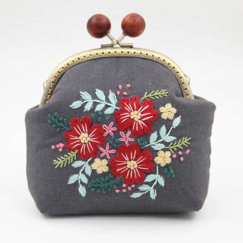 DIY Unfinished Handmade 3D Embroidered Ancient Purse Bag Storgage Bag Material Kits 16.5cm