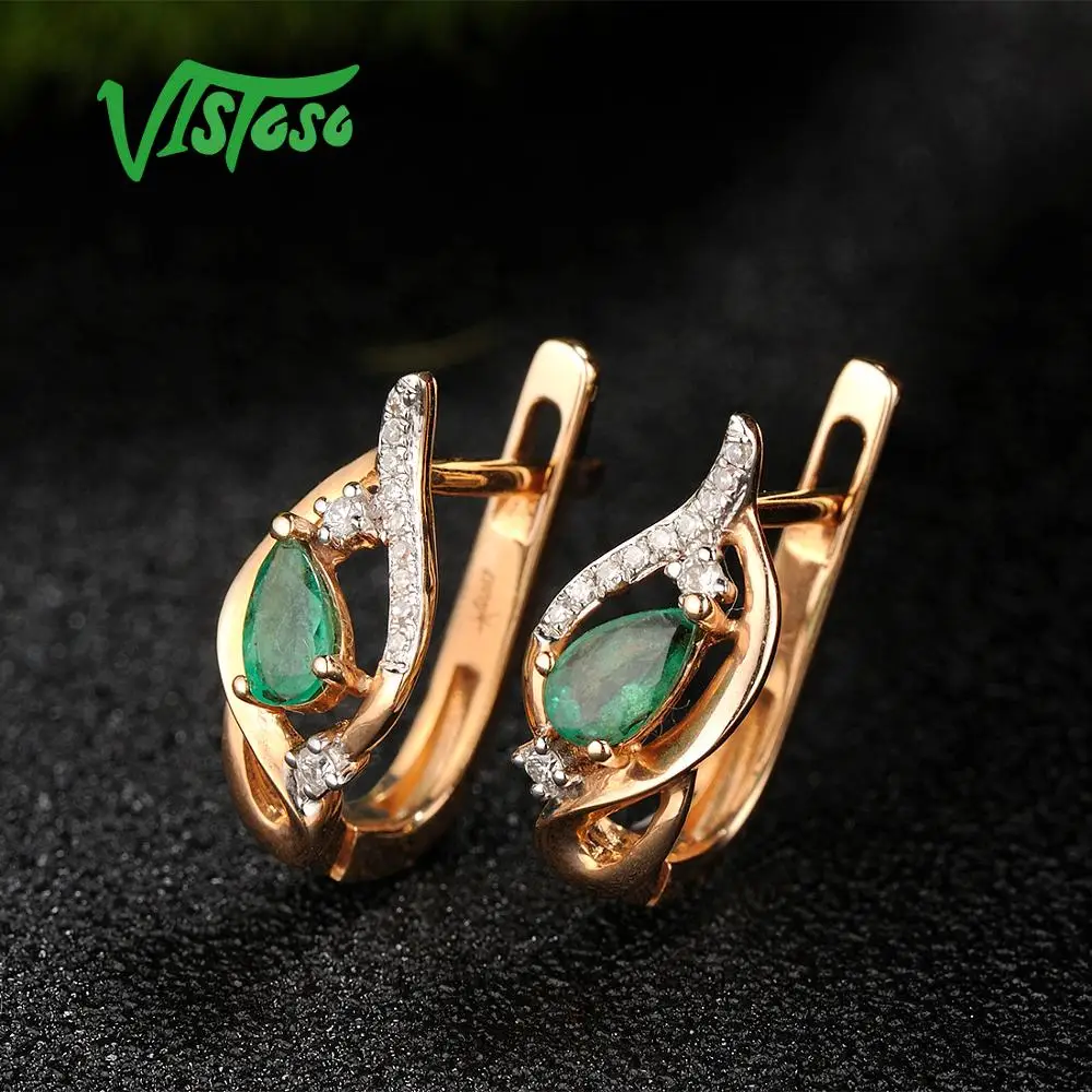 VISTOSO золотые серьги для женщин 14K 585 розовое золото Гламурные элегантные