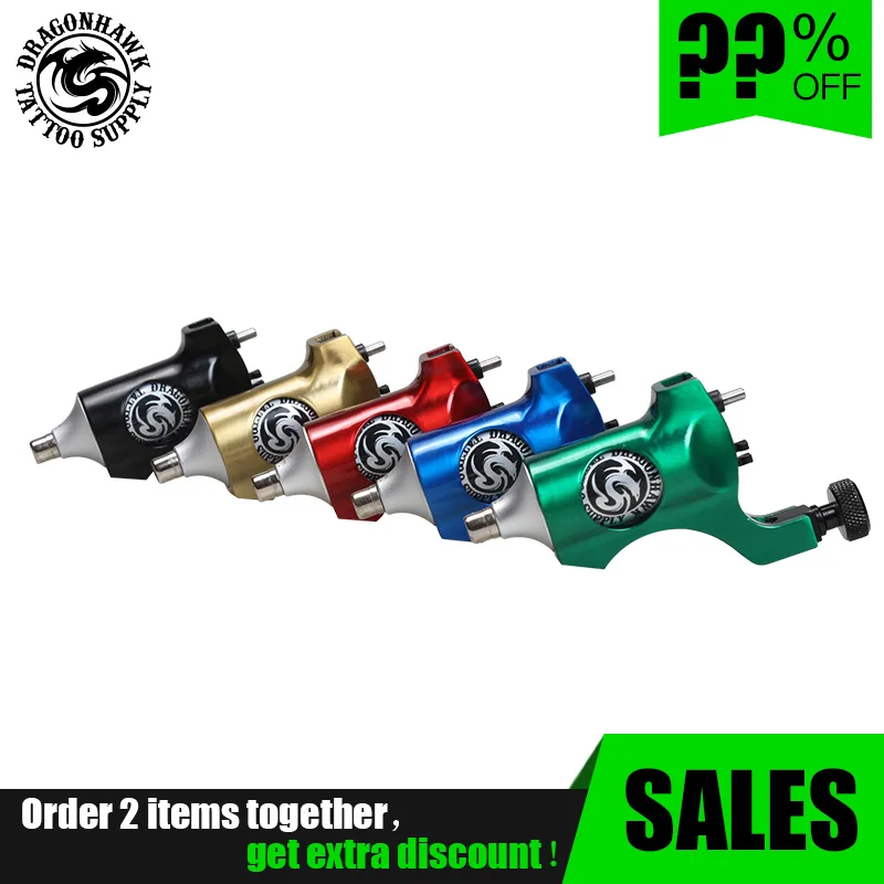 

Powerful Rotary Tattoo Machine With RCA Clip Cord Tattoo Guns Quiet Motor Shader&Liner 5 Colors Kit Set