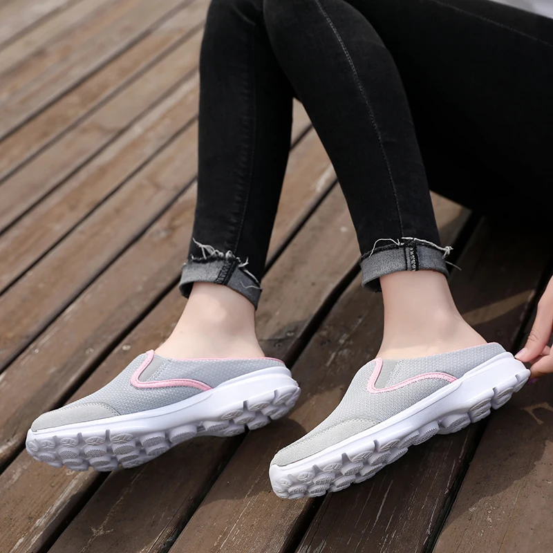 2019 Summer Sports Slippers Womens Shoes Flat Thick Bottom Widening Casual Breathable Sandals And Middle Old Aged|Пляжные и уличные
