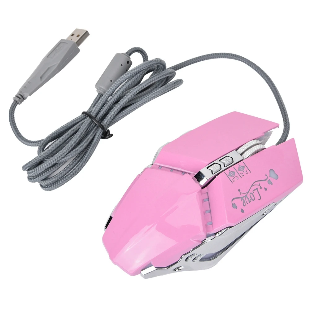 

High Sensitivity Pink Gaming Mouse Comfortable Grasping Wired Gaming Mouse