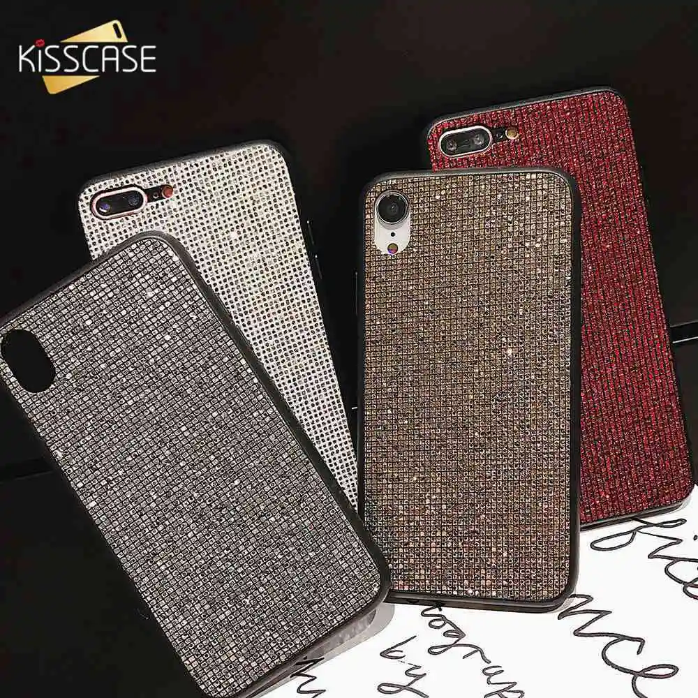 

KISSCASE Diamond Glitter Phone Case For iPhone X XR XS MAX Bling Soft Silicone Back Cover For iphone 7 8 6 6s Plus Lattice Case