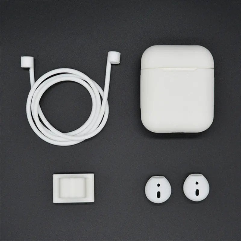Для Apple гарнитура для airpods комплекты аксессуаров 1* Силиконовый чехол 2* Силиконовый чехол для наушников 1* Подставка для наушников 1* веревка для Air pods