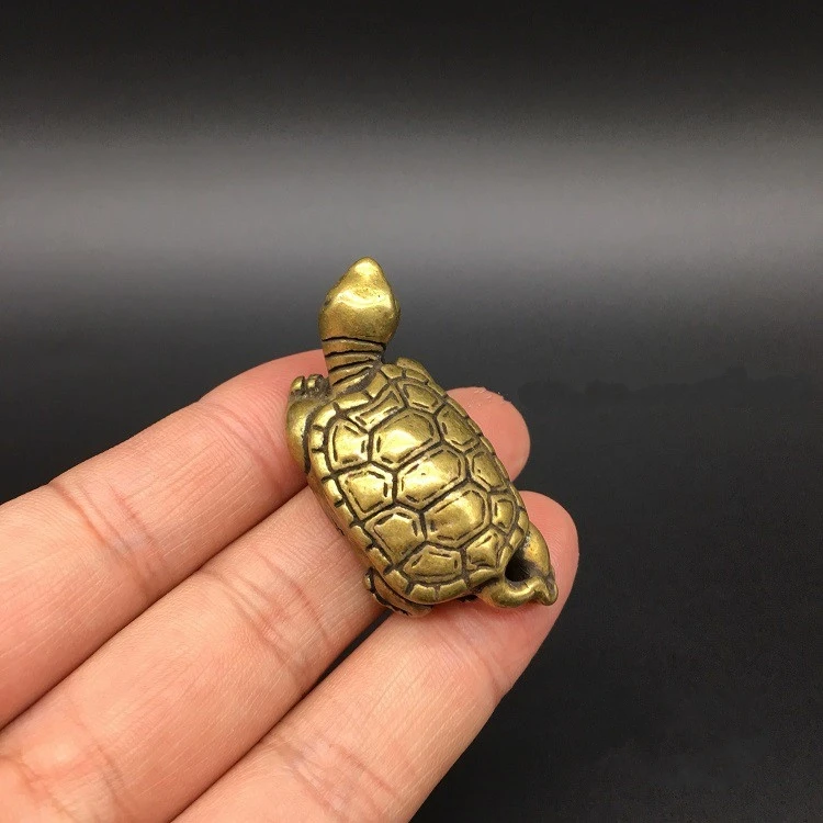 Collectable Chinese Brass Carved Animal Lovely Turtle Exquisite Small Statues