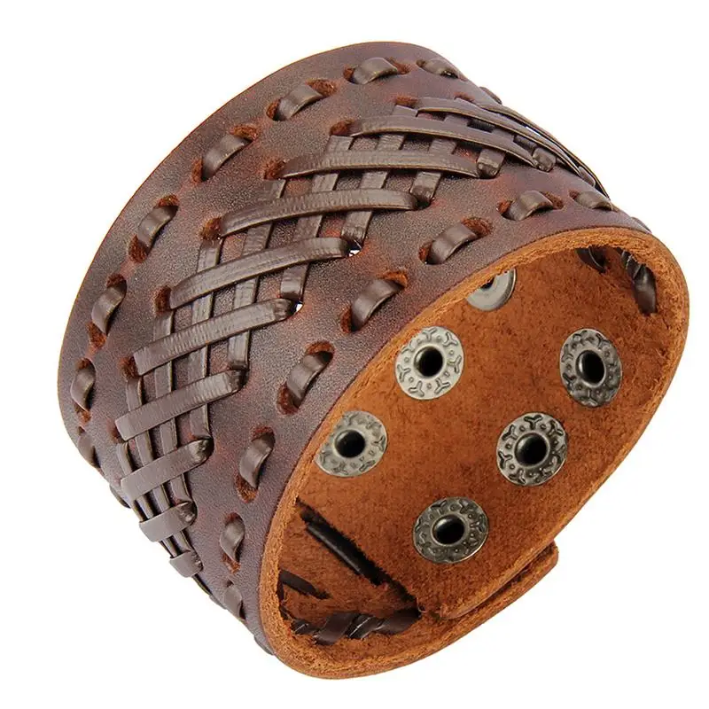 

2019 New European And American Style Men's Bracelet Fashion Simple Woven Alloy Bracelet Button And Accessory Bracelet