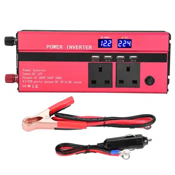 

Car vehicle power converter 600W DC12V to AC220V Car Modified Charging Converter with LED Display Screen-UK Plug Car Inverters