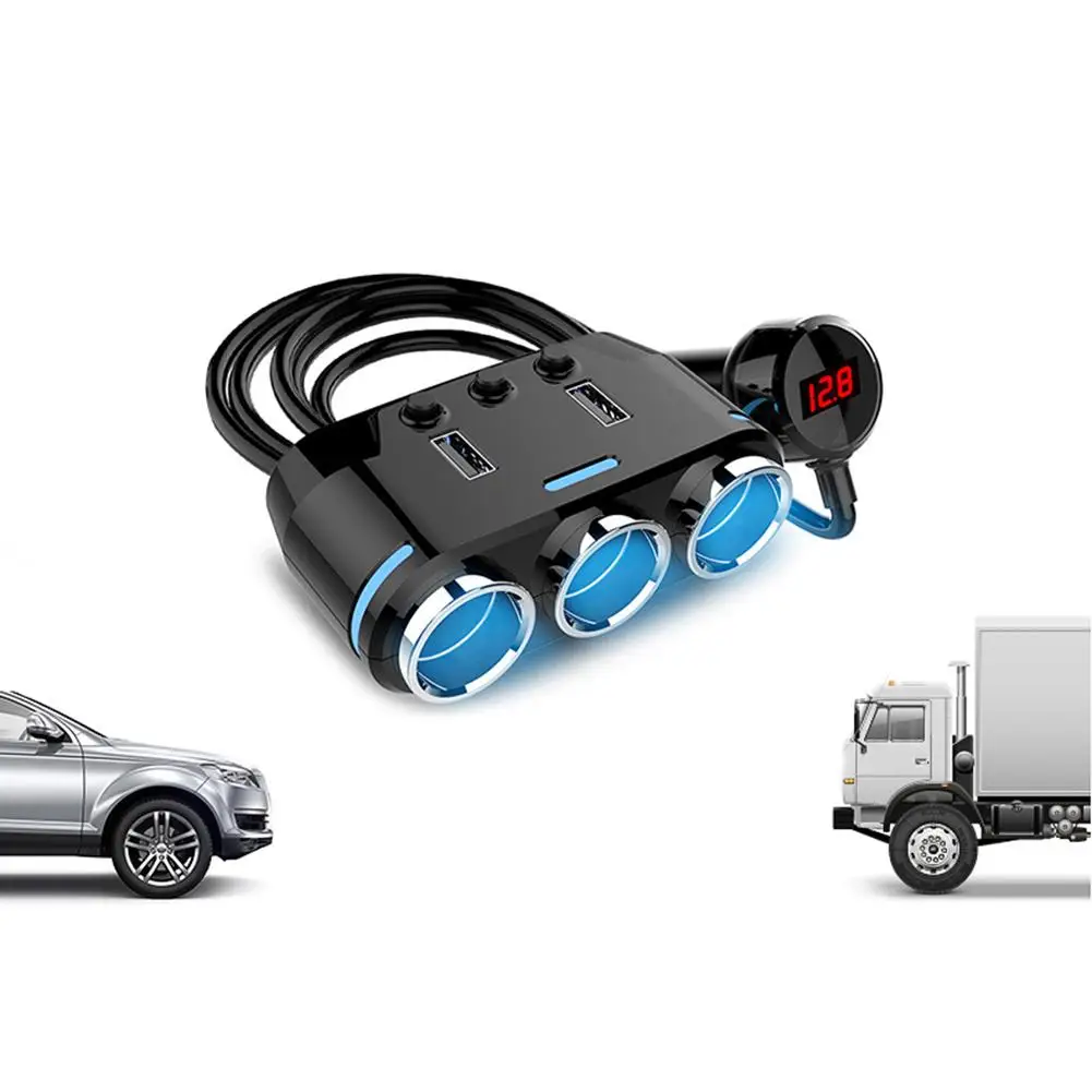 

12V-24V Car Cigarette Lighter Socket Dual USB Phone Charger Adapter Detection