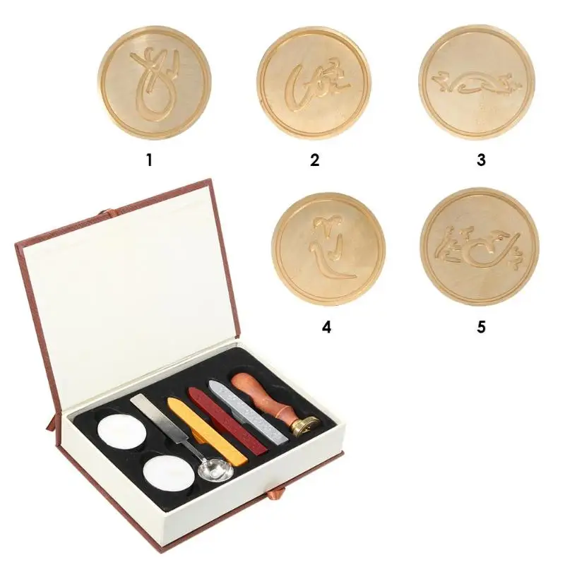 

Retro Antique Wax Sealing Stamps Wood Handle DIY Arabic Letter Stamp Craft Wax Seal Stamp Wedding Invitation Decorations