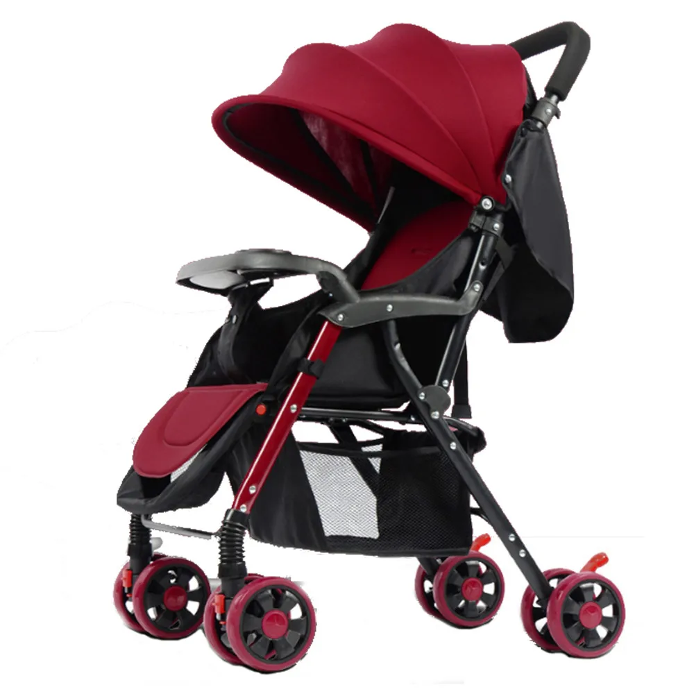

Baby Stroller High Landscape Can Sit Reclining Travel System 3 in 1 Folding Light Push From Two-way Baby Cart Shock-absorbing