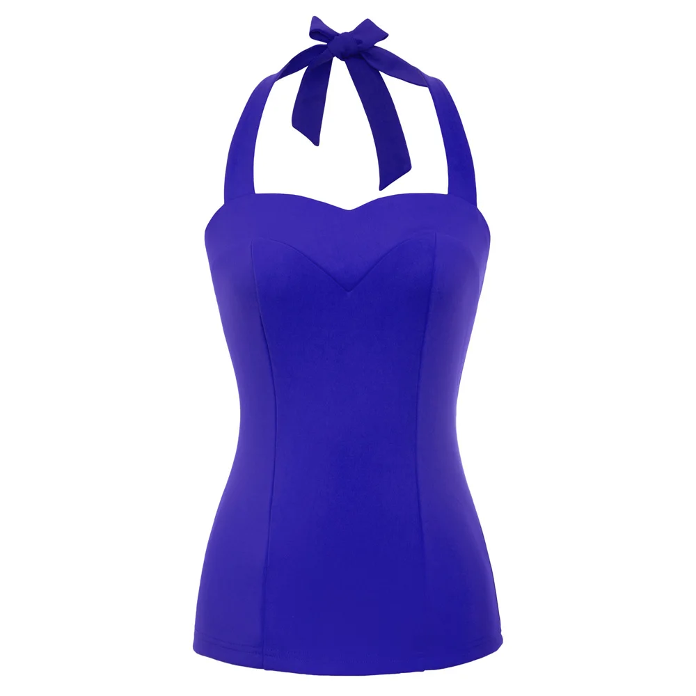 

Sexy Women's Solid Color Backless Halter Sweetheart Neck Tops Womens Clothing