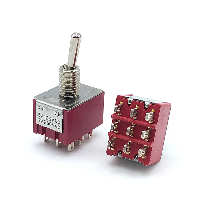 9 핀 미니 토글 스위치, 3PDT ON MTS-302 ON OFF ON MTS-303, 2A250V, 5A125VAC, 5 개