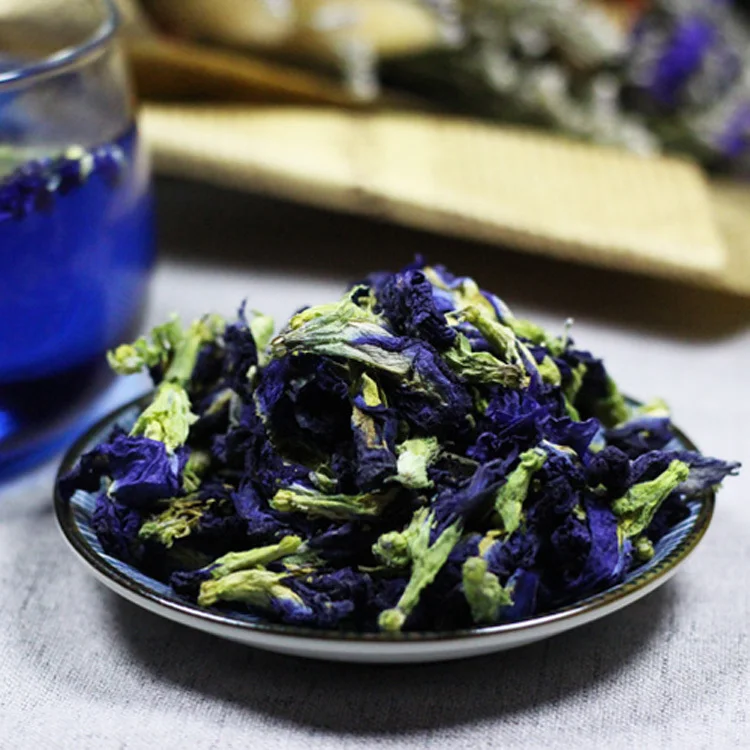 

1bag 100g 1500g Clitoria Ternatea dry flower kitchen toy.thailand Blue Butterfly Pea tea simulation play house toy.Vitamin A d11