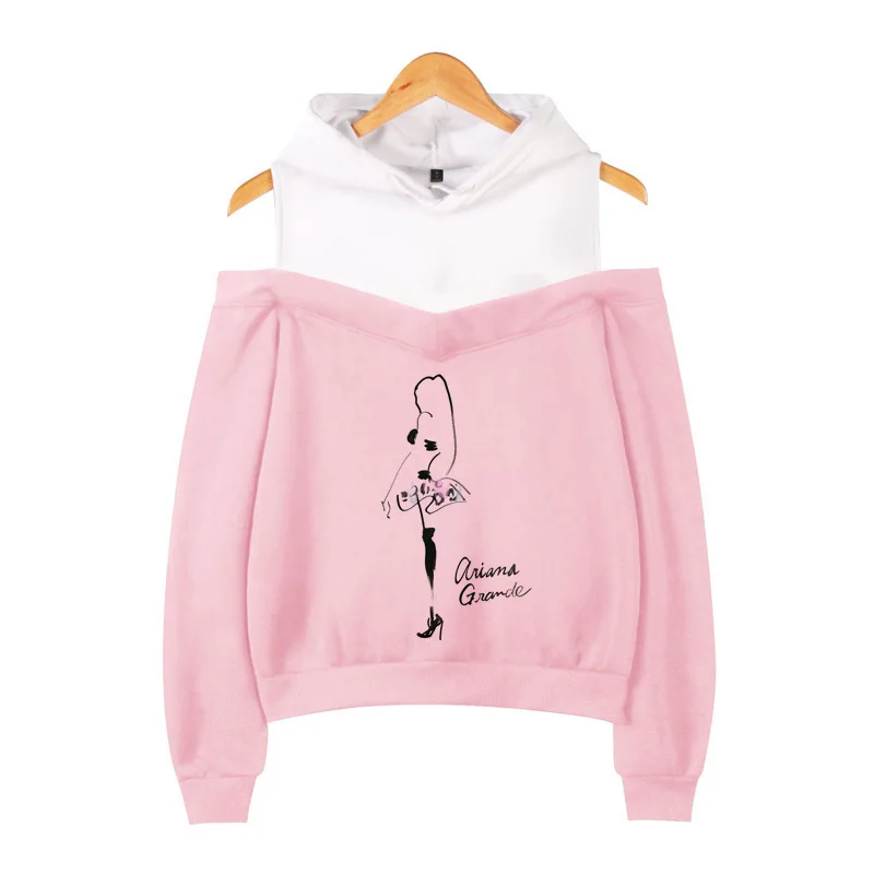 

Ariana Grande Hoodies Fashion Warm Soft Unisex Hip Hop Strapless Shoulder Sweatshirts Pullover Long Sleeve Plus Size Hoodies