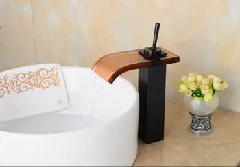 

Brass&Glass Waterfall Bathroom Faucet Sink Basin Mixer ORB Water Tap