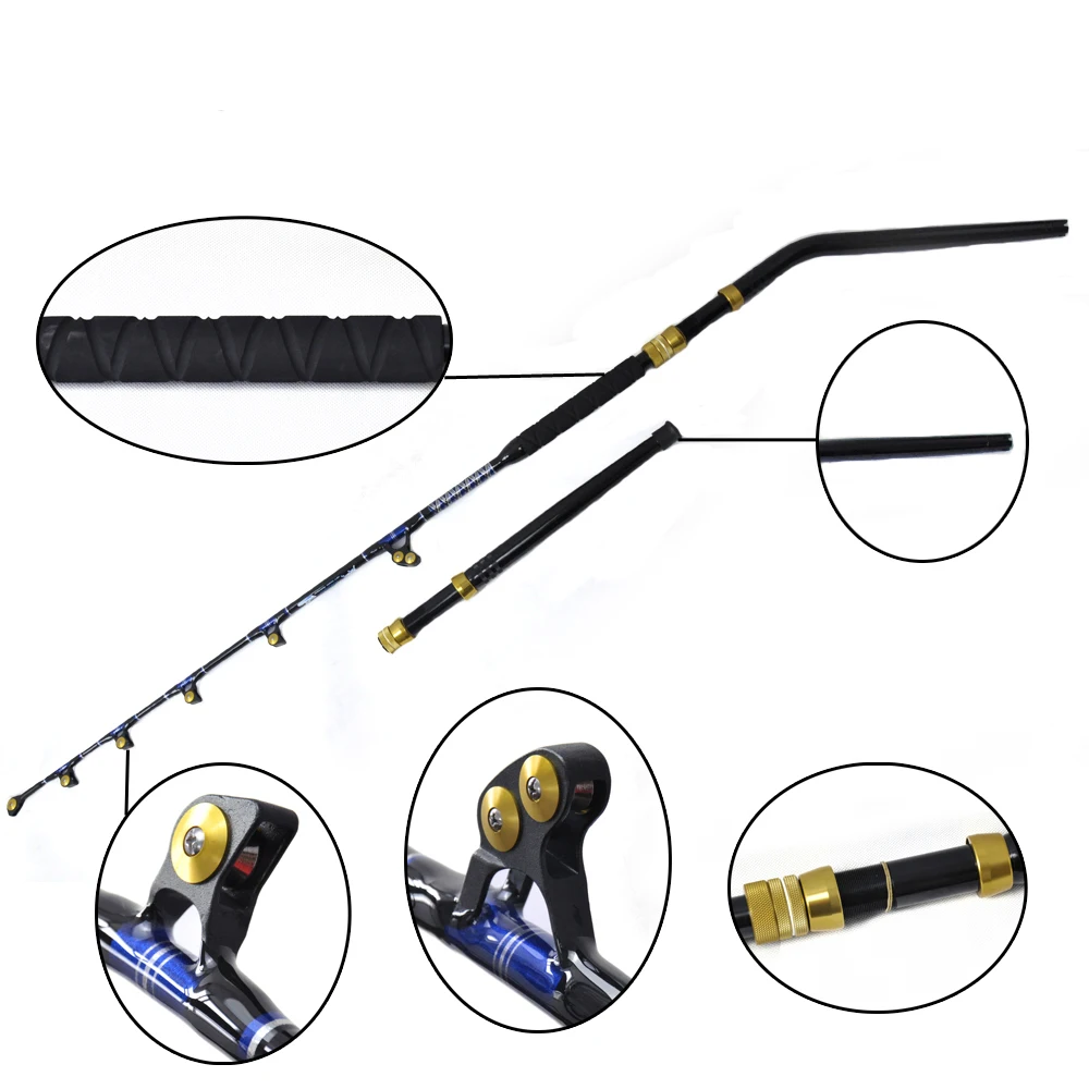 

BlueSpear 130lbs Trolling Rod 6'6" Good Service Fishing Big Game Trolling Rod with Roller Guide Sea Boat Rod