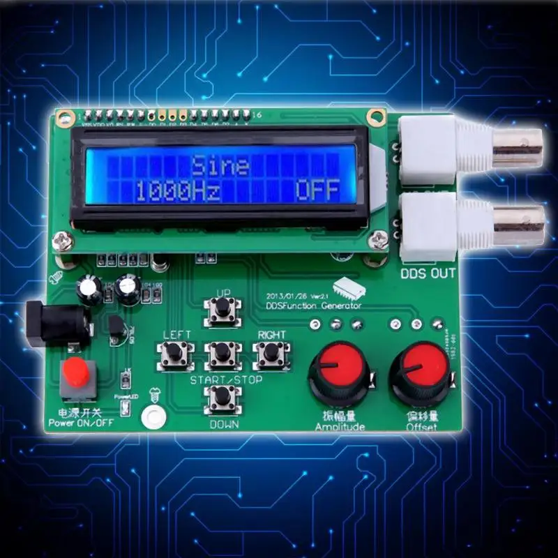 1 Гц-65534 Гц постоянного тока 7-9 V ЖК-дисплей Дисплей DDS Функция генератор сигналов Модуль пилообразной Треугольники волны синуса квадратный пилообразный сигнал